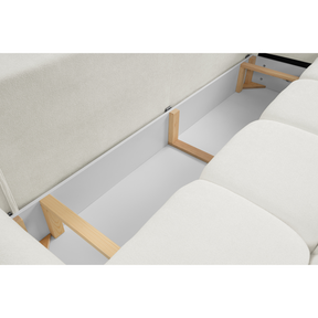 Divano letto in tessuto bouclè bianco Lisbona 245x110/144 cm