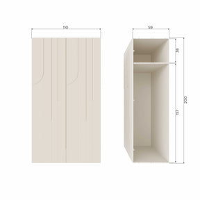 Armadio 2 ante in pino Rain 200x110 cm