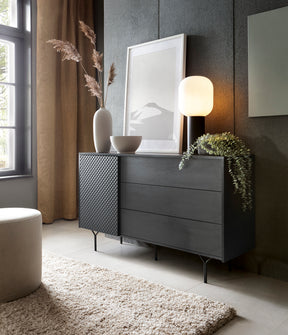 Madia 1 anta 3 cassetti in legno laminato Nerea 180x51 cm