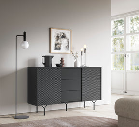 Credenza 2 ante 3 cassetti in legno laminato Nerea 144x83 cm