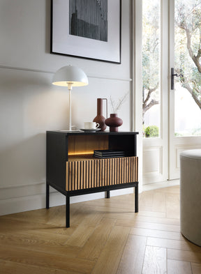 Comodino con 1 cassetto e LED integrato Aura 54x56 cm