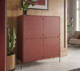 Credenza 2 ante con piede in metallo bordeaux Sonatia 124x140 cm