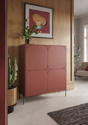 Credenza 2 ante con piede in metallo bordeaux Sonatia 124x140 cm