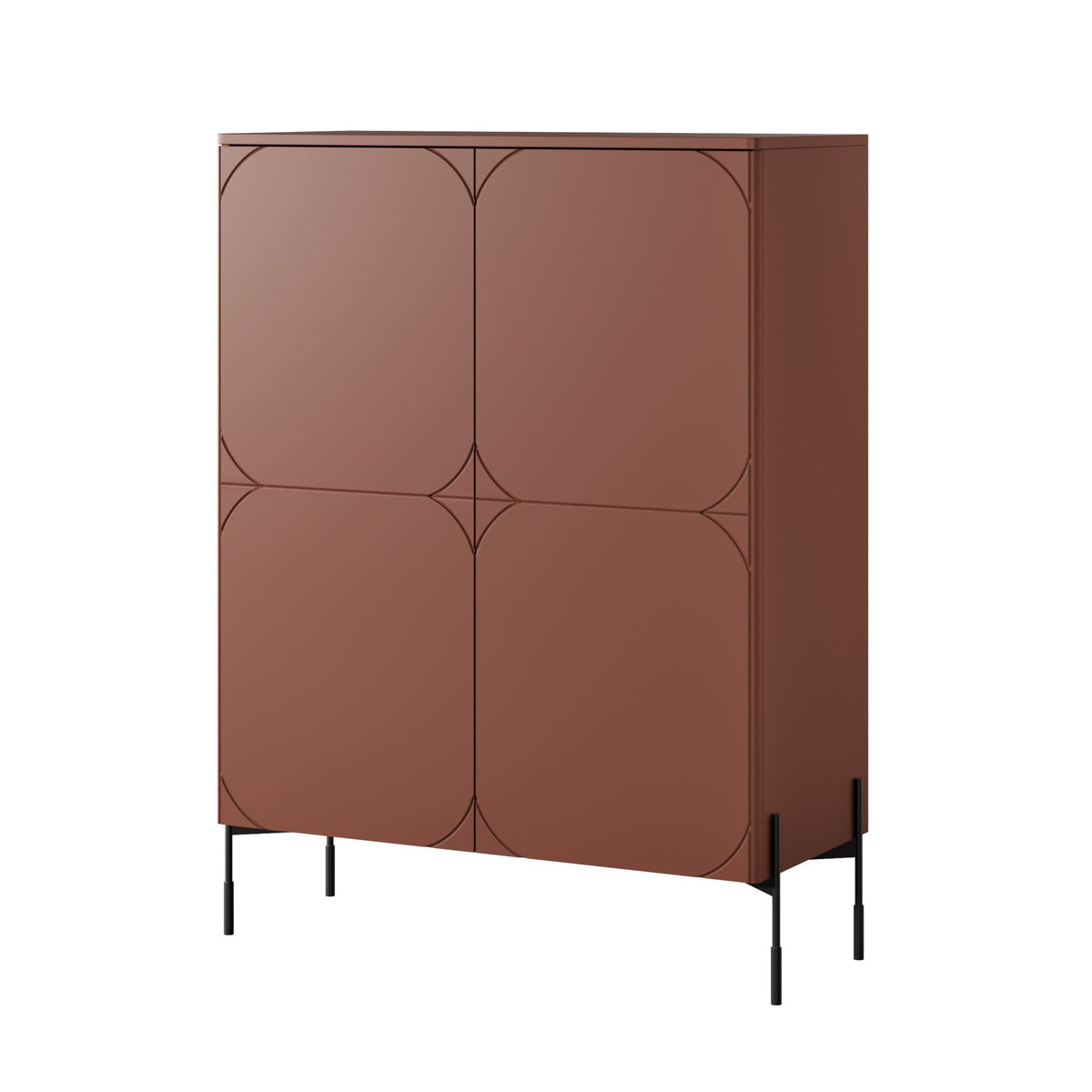 Credenza 2 ante con piede in metallo bordeaux Sonatia 124x140 cm