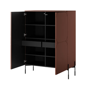 Credenza 2 ante con piede in metallo bordeaux Sonatia 124x140 cm