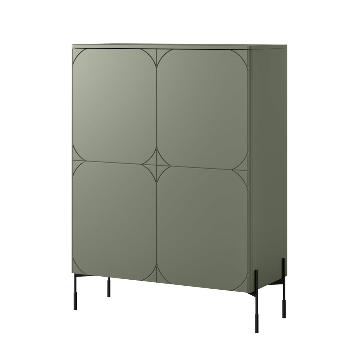 Credenza 2 ante con piede in metallo verde oliva Sonatia 124x140 cm