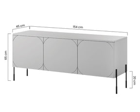 Mobile TV 3 ante verde oliva con piede in metallo nero Sonatia 154x65 cm