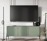 Mobile TV 3 ante verde oliva con piede in metallo nero Sonatia 154x65 cm