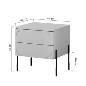 Comodino 2 cassetti cashmere Sonatia 49x55 cm
