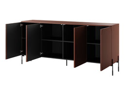 Madia 4 ante con piede in metallo bordeaux Sonatia 204x90 cm