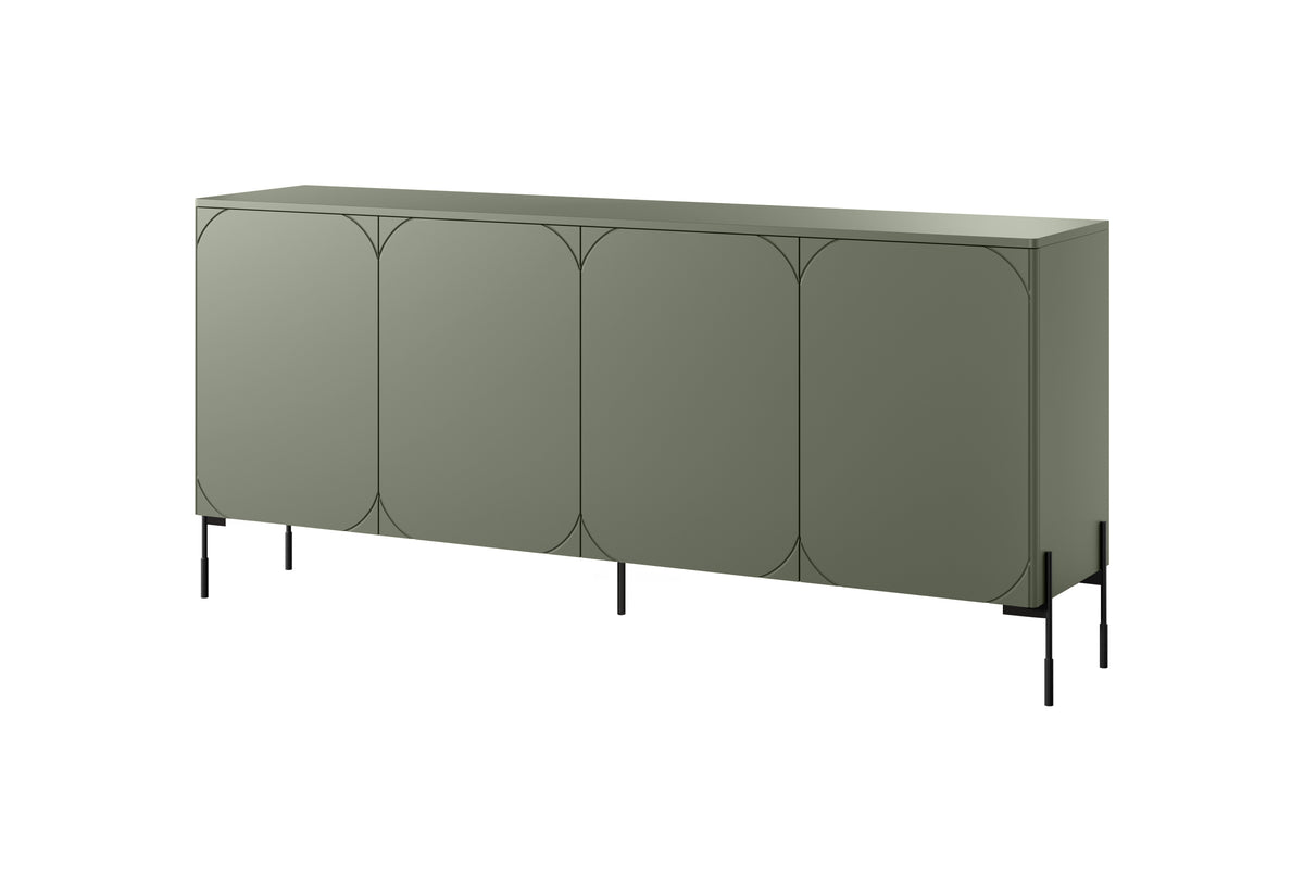 Madia 4 ante con piede in metallo verde oliva Sonatia 204x90 cm