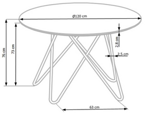 Tavolo tondo per 4/6 persone grigio Prometeo 120x76 cm