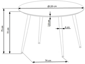 Tavolo tondo per 4 persone nero Argo 120x75 cm