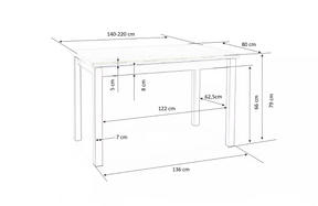 Tavolo allungabile Tiago 140/220x80 cm