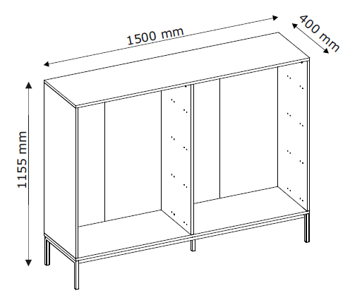 Cassettiera 8 cassetti con gamba in metallo Oslo 150x115 cm
