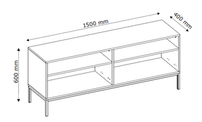 Mobile TV 2 cassetti con gamba in metallo nero Alma 150x60 cm