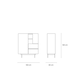 Credenza 2 ante 2 cassetti legno rovere e antracite Otto di Teulat 100x120 cm