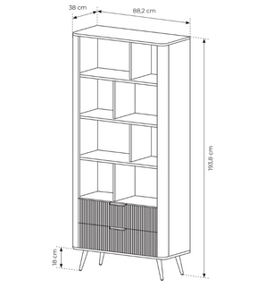 Libreria con 2 cassetti Essenza 88x193 cm