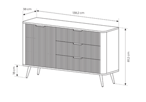 Madia con 1 anta e 3 cassetti Essenza 138x81 cm