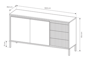 Madia con 2 ante e 3 cassetti Nemi 153x81 cm