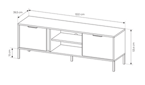 Mobile TV con 2 ante e 2 ripiani antracite Venere 153x53 cm