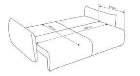 Divano letto in tessuto cinigliato Marsiglia 240x108/145 cm