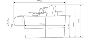 Divano letto angolare in tessuto cinigliato Dublino 257x111/177 cm