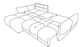 Divano letto angolare in tessuto cinigliato Dublino 257x111/177 cm