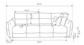 Divano letto in tessuto cinigliato Lisbona 245x110/144 cm