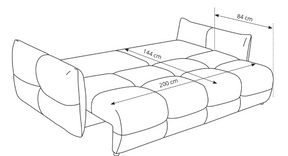 Divano letto in tessuto cinigliato Lisbona 245x110/144 cm