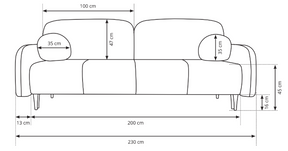 Divano letto in tessuto cannettato Tokyo 230x102 cm