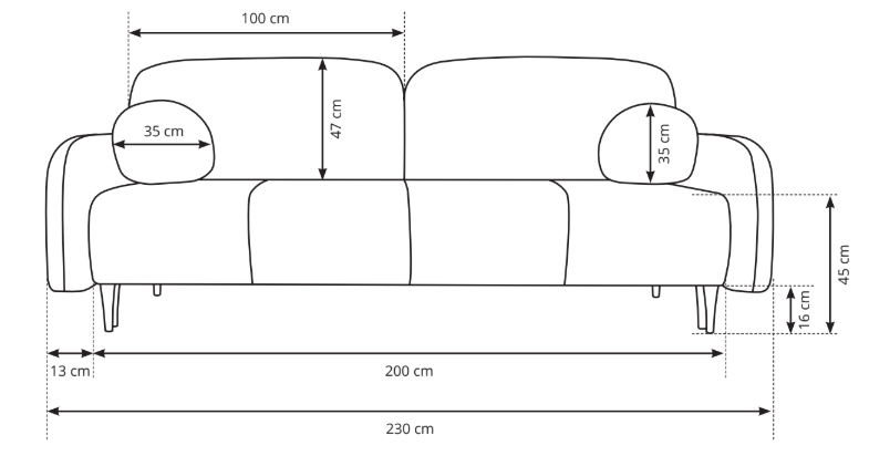 Divano letto in tessuto cannettato Tokyo 230x102 cm