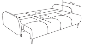 Divano letto in tessuto cannettato Tokyo 230x102 cm