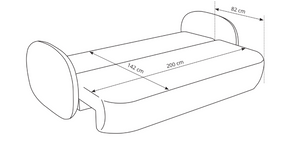 Divano letto in tessuto cinigliato grigio Madrid 238x142 cm
