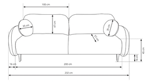 Divano letto in tessuto cinigliato Praga 232x109 cm