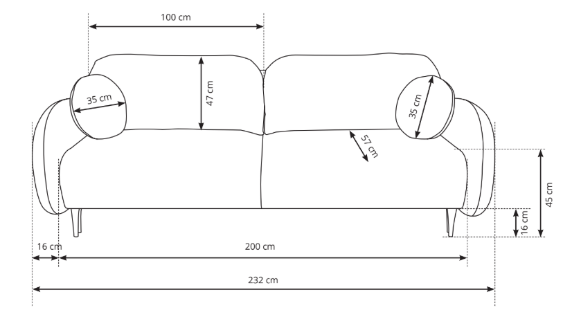 Divano letto in tessuto cinigliato Praga 232x109 cm