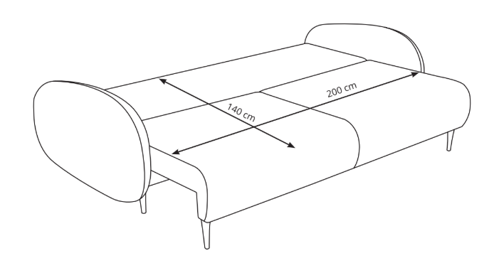 Divano letto in tessuto cinigliato Praga 232x109 cm