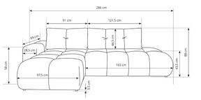Divano letto angolare in tessuto cinigliato Vienna 286x177 cm