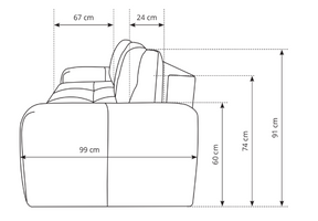 Divano letto in tessuto cannettato Vienna 259x99/149 cm