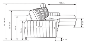 Divano letto angolare in velluto Firenze 251x164 cm