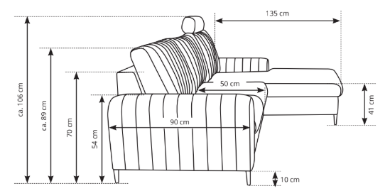 Divano letto angolare in velluto Firenze 251x164 cm