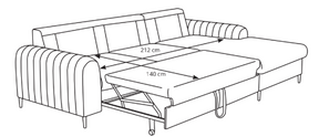 Divano letto angolare in velluto Firenze 251x164 cm