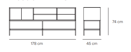 Mobile TV 2 ante 2 cassetti con gambe in metallo Platt 178x74 cm
