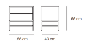 Comodino 2 cassetti con gambe in metallo Platt 55x55 cm