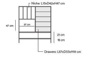 Credenza 1 anta 5 cassetti con gambe in metallo Platt 120x140 cm