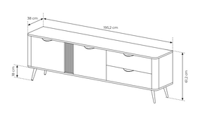 Mobile TV 2 ante 2 cassetti con gambe in metallo Veris 195x61 cm