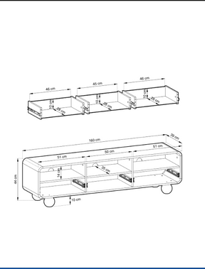 Mobile TV 3 cassetti cashmere Yuma 160x44 cm
