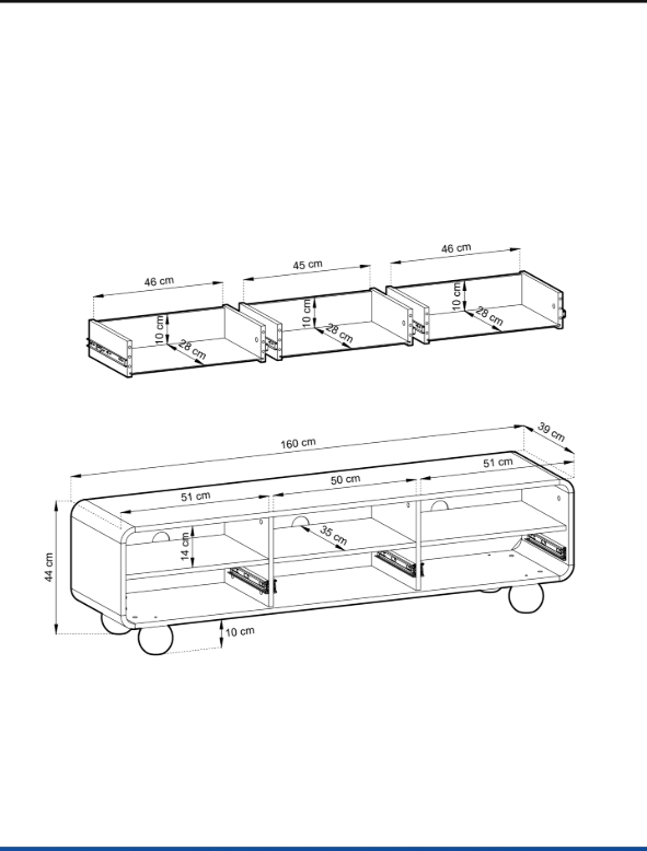 Mobile TV 3 cassetti cashmere Yuma 160x44 cm
