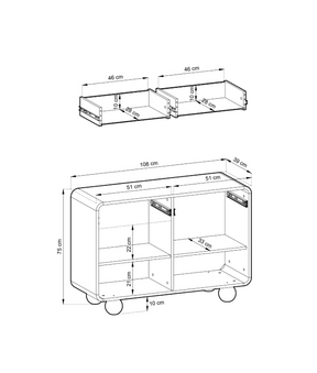 Madia 2 ante 2 cassetti cashmere Yuma 108x75 cm