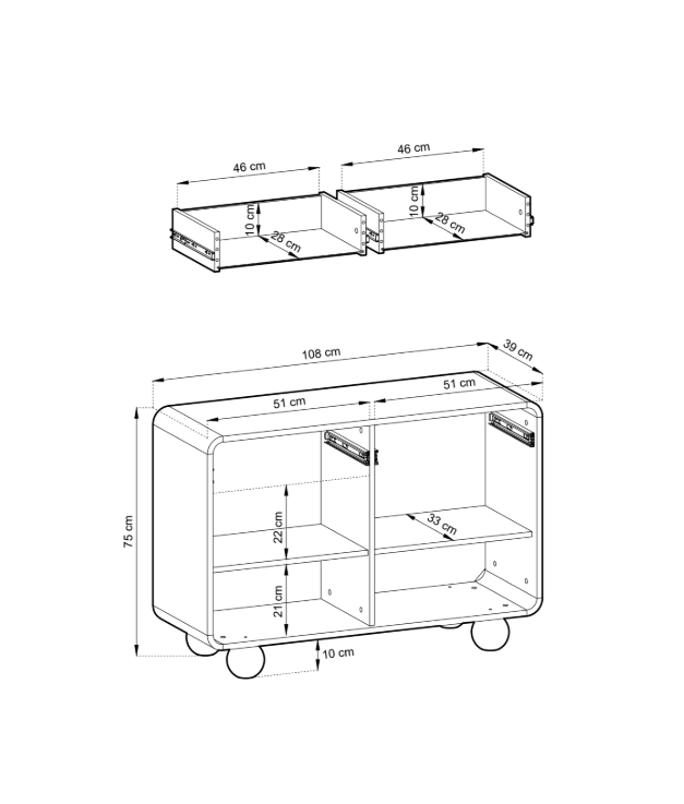 Madia 2 ante 2 cassetti cashmere Yuma 108x75 cm